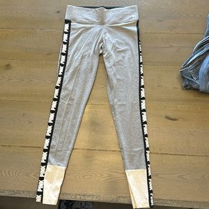 PINK brand, size small yoga leggings, grey, white and black